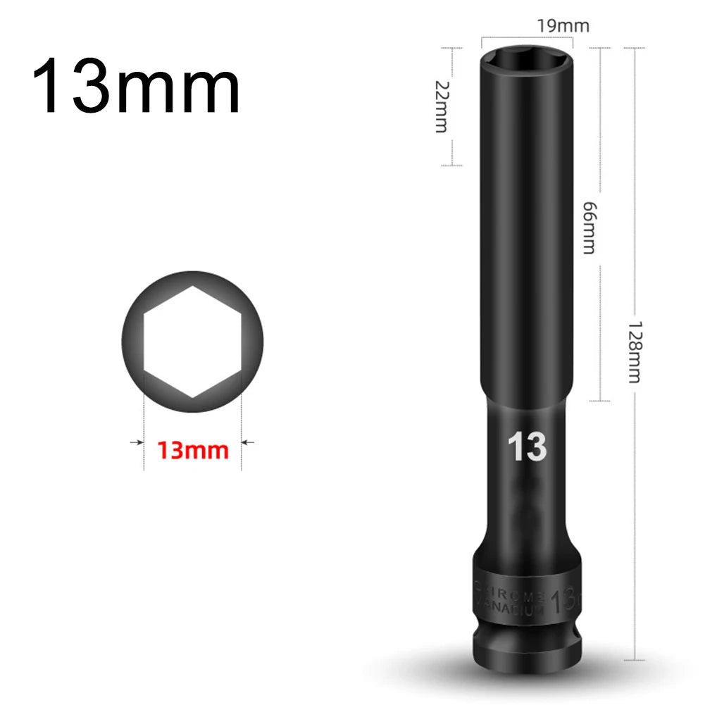 1/2 Drive Socket Wrench Hex Socket Head 8-24mm Adapter Spanner Converter Replacement Parts Tire Removal Tools Accessories Qme 13mm