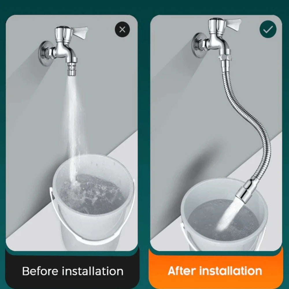 1Pcs Stainless Steel Faucet Extender 360 º All-round Adjustment of Water Level Extension Hose Kitchen Shower Home Accessories Qme