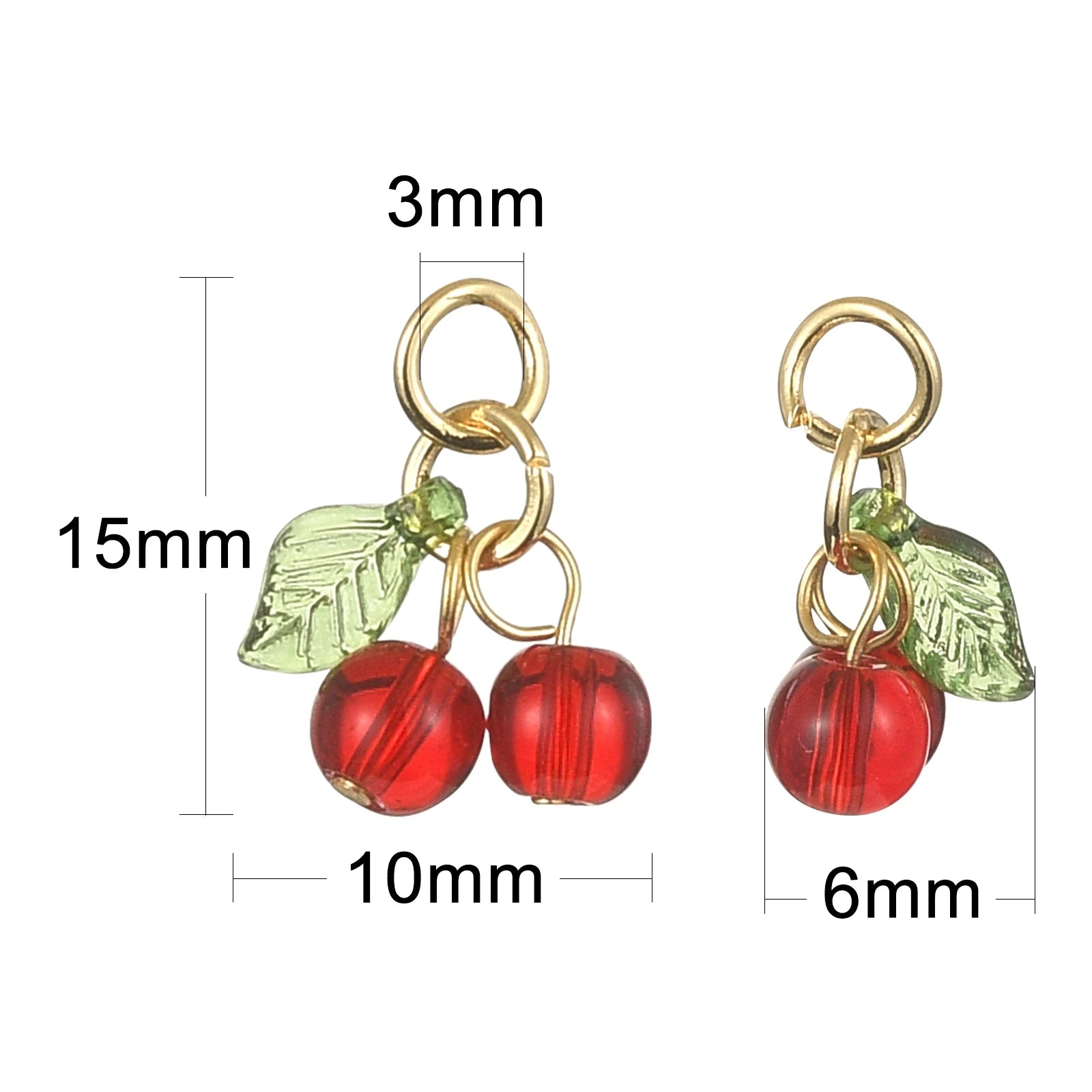 PandaHall 30Pcs Glass Red Cherry Charms Acrylic 3D Cherry Charms with Loop Acrylic Fruit Charms for DIY Jewelry Making findings Qme