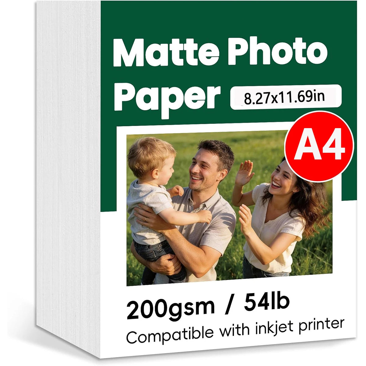 A4Matte Photo Paper, 8.27x11.69in Inkjet Photo Printer Paper, Picture Paper for Photos, Calendars, Brochures, Cards, Menus200gsm Qme
