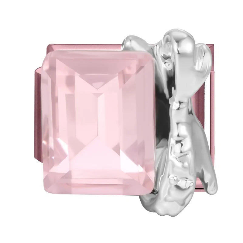 Wholeasle Shiny Round Zircon Bow Beautiful Stars Italian Charm Links