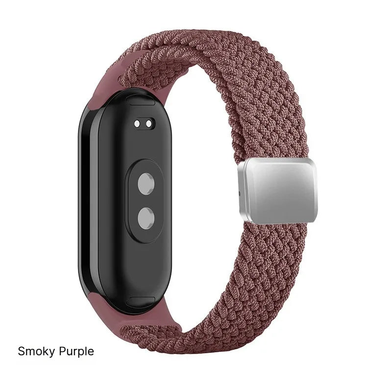 Breathable Elastic Nylon Braided Magnetic Watch Strap Adjustable Replacement Wristband For Xiaomi Watch 8 9 10 Accessory Qme Smoke purple XiaoMi 10 9 8