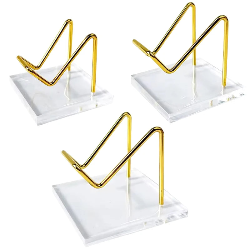 Metal Mineral Display Stand Acrylic Base Crystal Jewelry Stone Shelf Qme