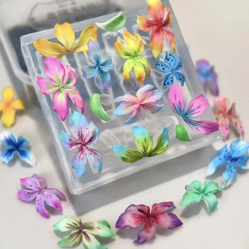 3D Flowers Nail Mold DIY Silicone Hawaii Hibiscus Flower Petal Design Qme