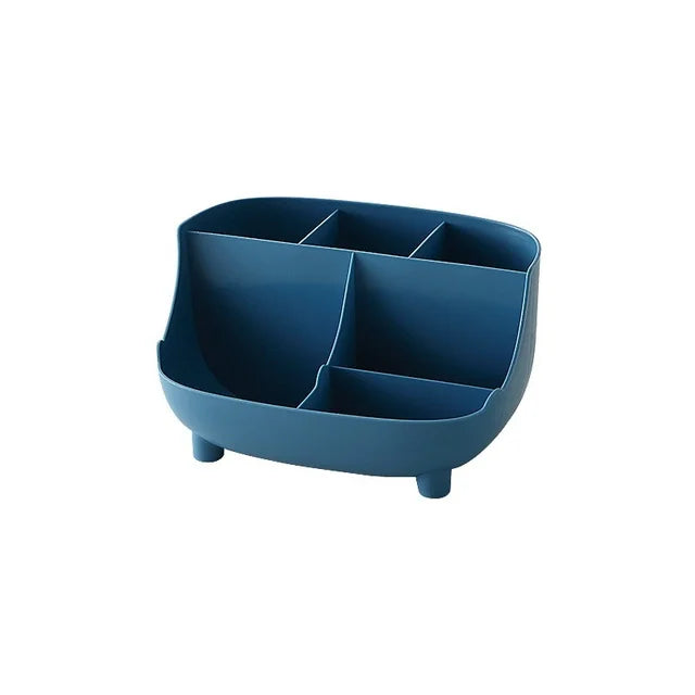 Creative 6 Grid Desktop Organizer Pen Holder Multifunctional Desk Makeup Pencil Storage Box School Office Stationery Stand Qme Dark blue