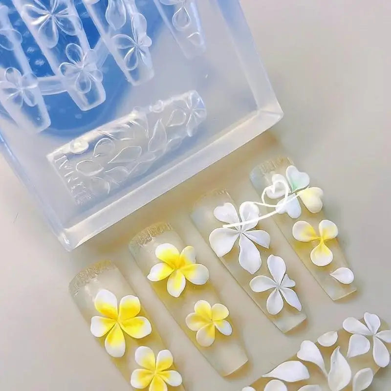 DIY Nail Art Decoration Transparent Template 3D Silicone Flower Qme