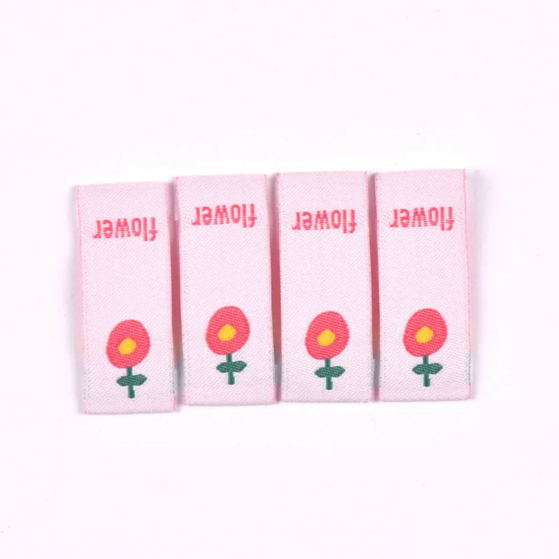 50pcs Cute Flower Embroidery Labels DIY Garment Accessories Handmade Clothing Bag Shoes Tags Kids Sewing Crafts 41x15mm c3630 Qme