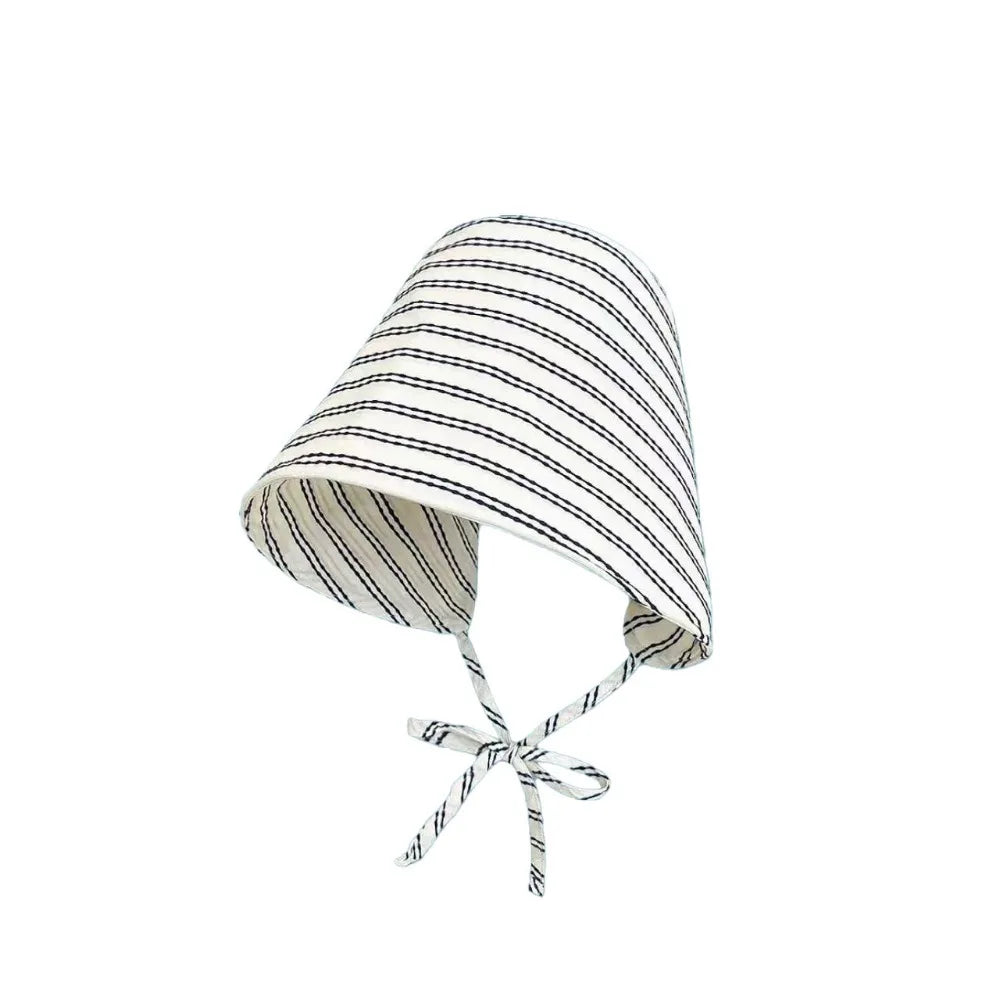 French Large Brim Sun Protection Hat Wide Foldable Bucket Breathable Qme Black Stripes