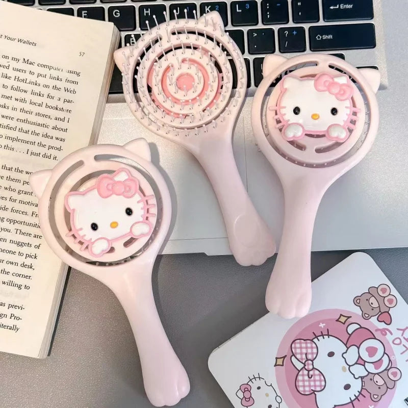 Hello Kitty's Cute Ribbed Comb Volumizing Openwork Travel-friendly Qme