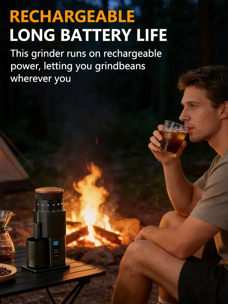 Portable Electric Coffee Grinder Full Aluminum Body USB Rechargeable Qme