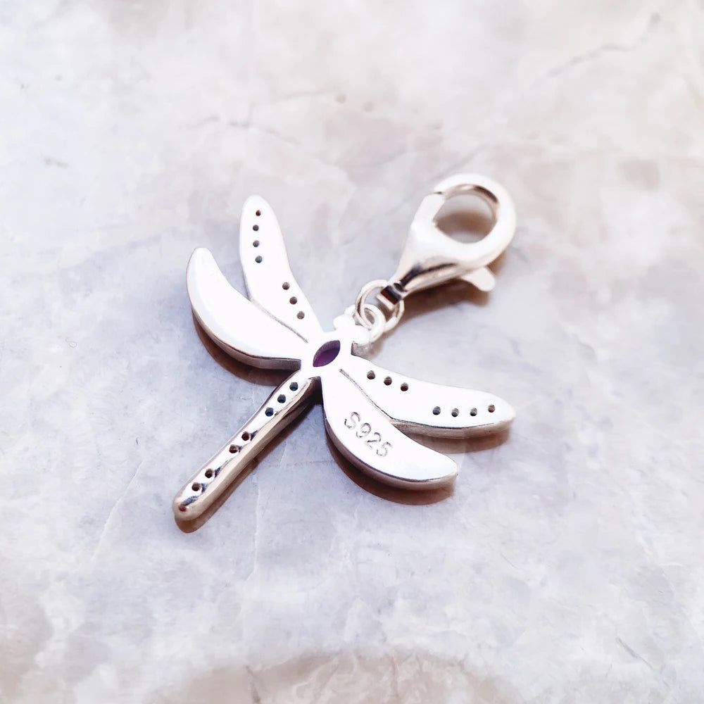 Colorful Dragonfly Charm Women Bohemia Fashion Jewelry Pure 925 Sterling Silver Pendant Qme