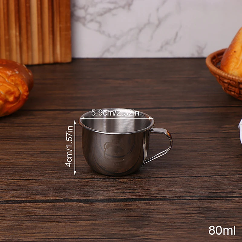 304 Stainless Steel Mini Water Cup Handle Durable Anti Scalding Milk Qme 80ml