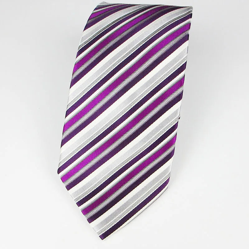 Purple Tie Norvety Floral Stripe Elegant Necktie Tuxedo Fashion Qme RT9