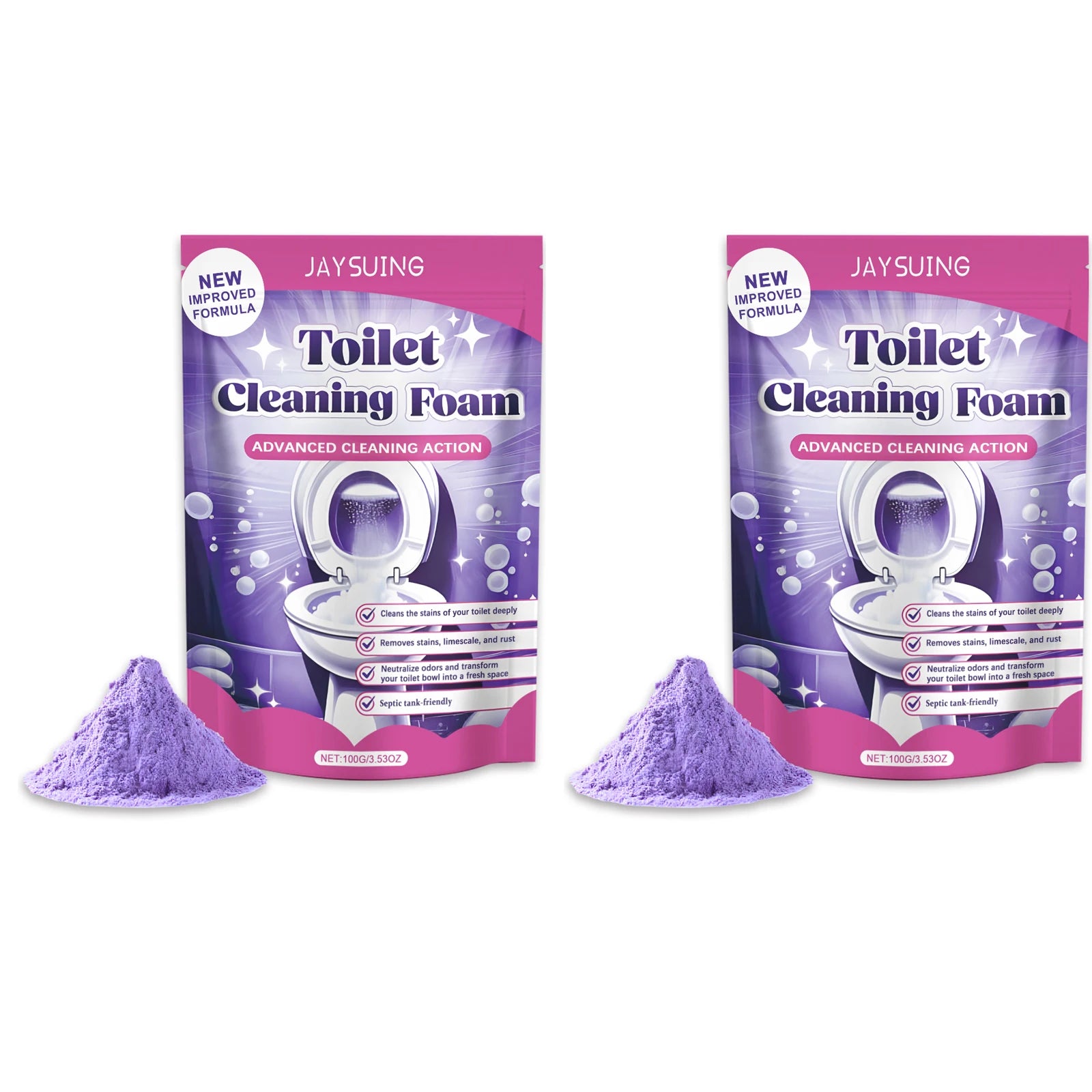 Toilet Cleaning Powder Powerful Cleaning Easy to Remove Stain Eliminate Odor Fresh Fragrance Household Toilet Descaling Powder Qme 2 x 100g Boxed