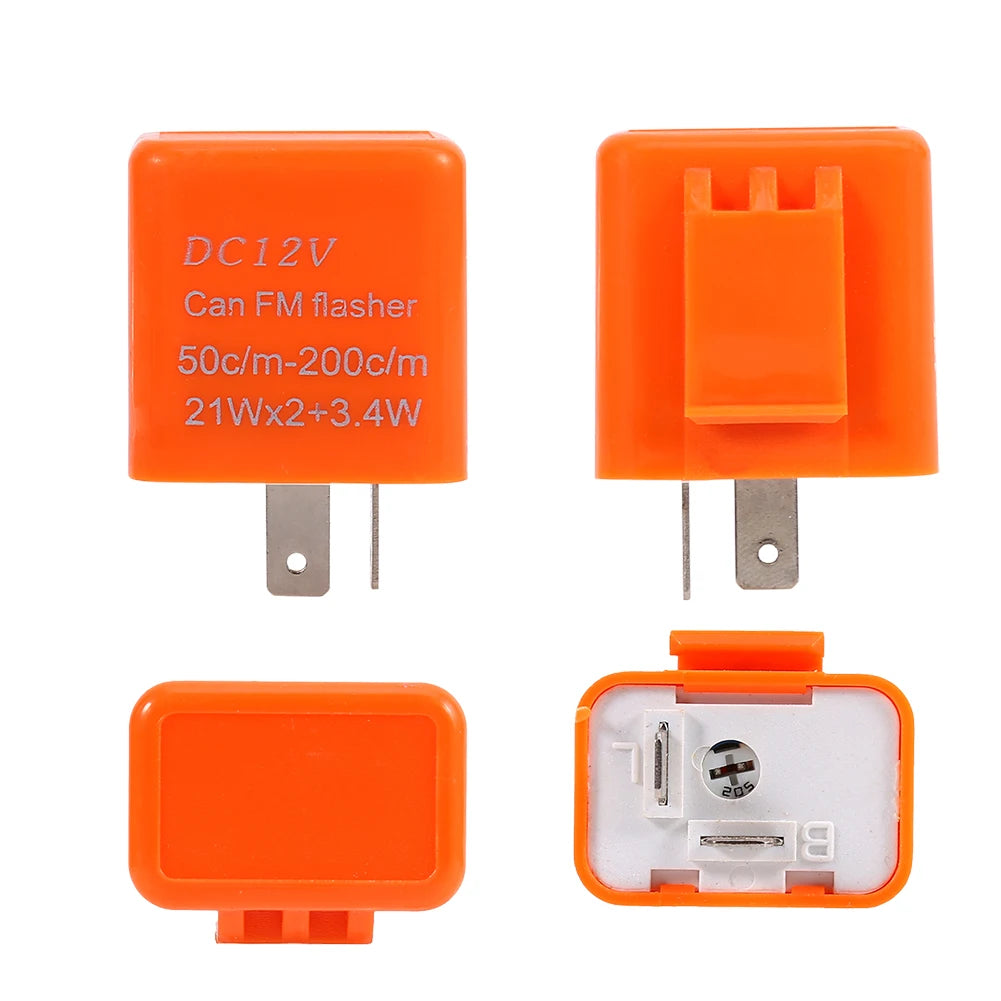 Motorcycle Turn Signal Indicator 2-Pin Speed Adjustable LED Flasher Relay 12V Turn Signal Indicator Flasher Relay Qme