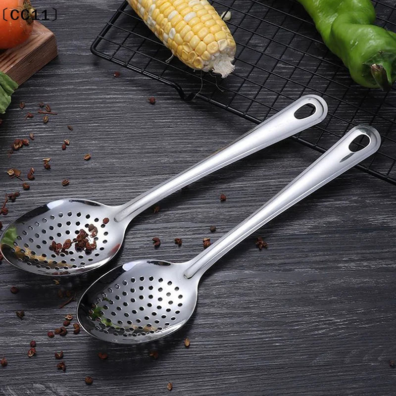 Stainless Steel Soup Spoon Colander Ladle Filter Strainer Food Qme
