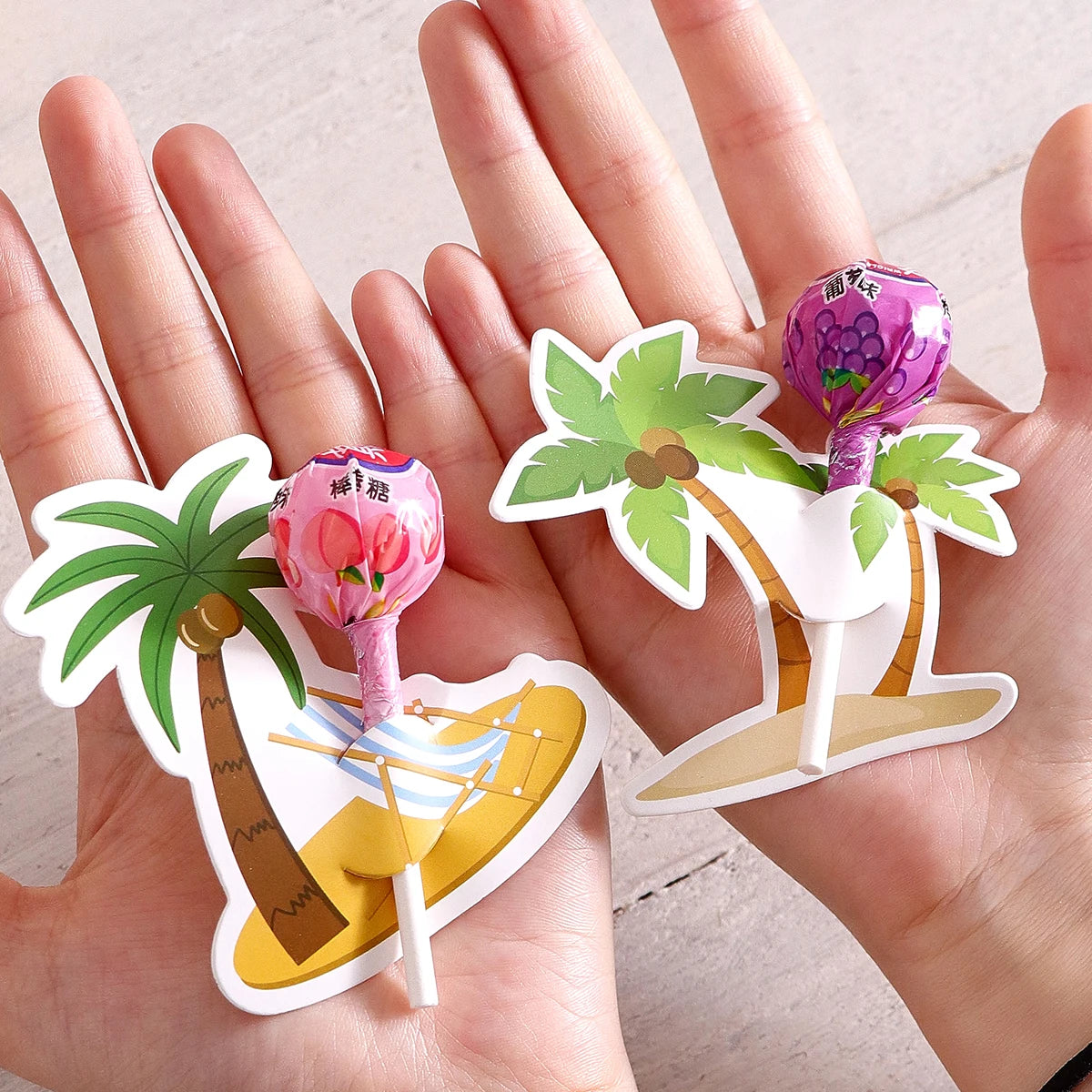 20 Pieces/Pack, Candy-Shaped Decoration Cards in the Shape of Coconut Trees, Paper Greeting Cards and Coconut Tree-Shaped Decorations Qme