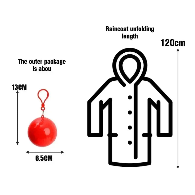Portable Mini Raincoat Disposable Rain Coat Thicken Rain Ponchos Emergency Waterproof Rainwear Cape Keyring Ball Qme