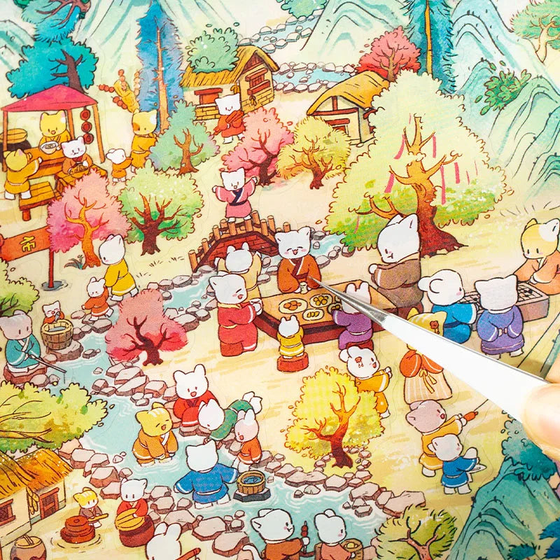 3pcs Miniature Cartoon Scene 3D Landscaping Stickers DIY Miniature Scene Stacking and Pasting Hand Account Gift for Kid Child Qme