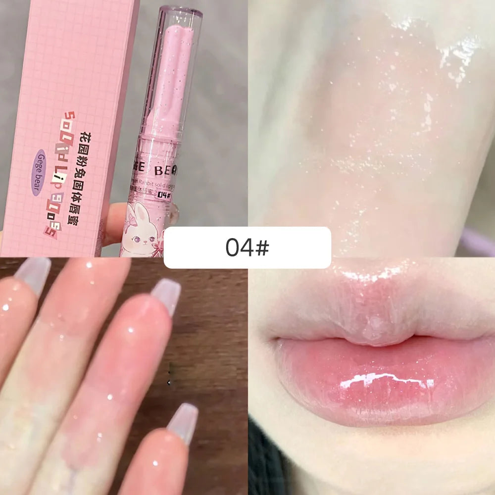 Gege Bear Garden Pink Rabbit Solid Lip Gloss Moisturizing Watery Qme GX1098-4