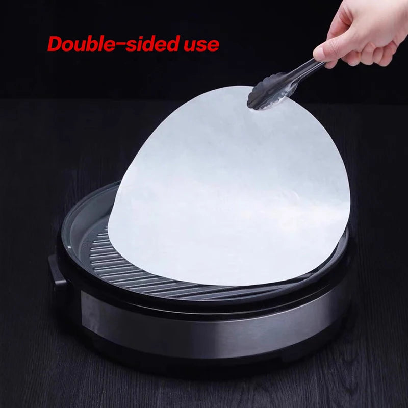 50Pcs Baking Oiled Paper Circle Parchment Paper Multifunction Liner BBQ Oven Patty Hamburger Paper Steamer Liners Baking Tool Qme