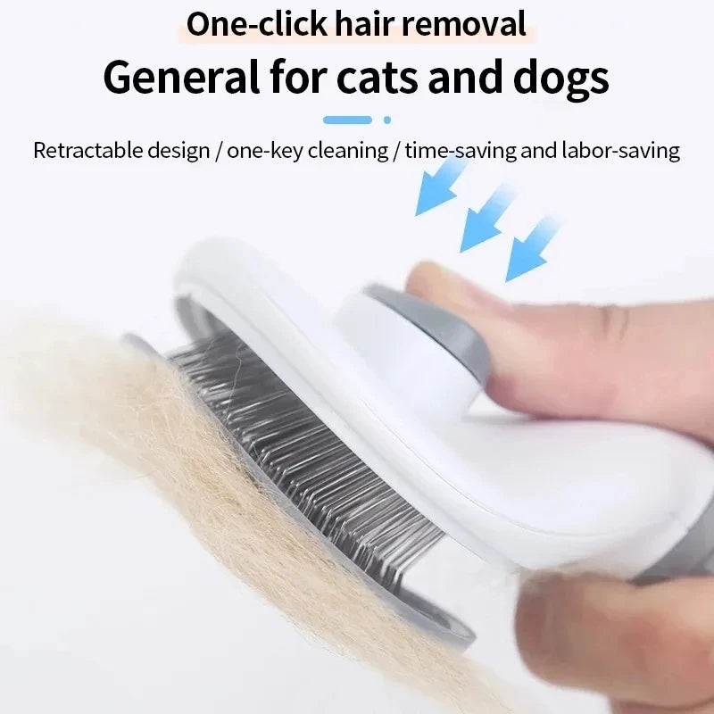 Pet Hair Brush Stainless Steel Grooming Comb Efficient Hair Remover For Dogs And Cats Portable Pet Cleaning Grooming Accessories Qme