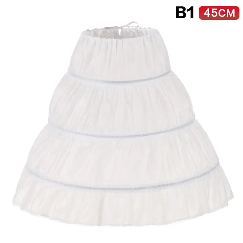 Fashion White Lace Children Skirt Steel Ring Adjustable Princess Skirt 3 Hoops Wedding Petticoat Kids Girls Qme 45cm