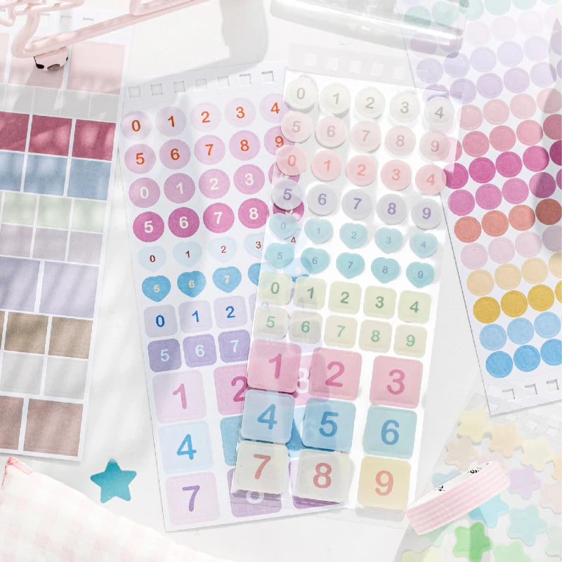 TIANZI 30 Sheets Colorful Dot Die Cut Stickers Book Cartoon Decorative Handmade Scrapbooking Diary Japanese Stationery Supplies Qme