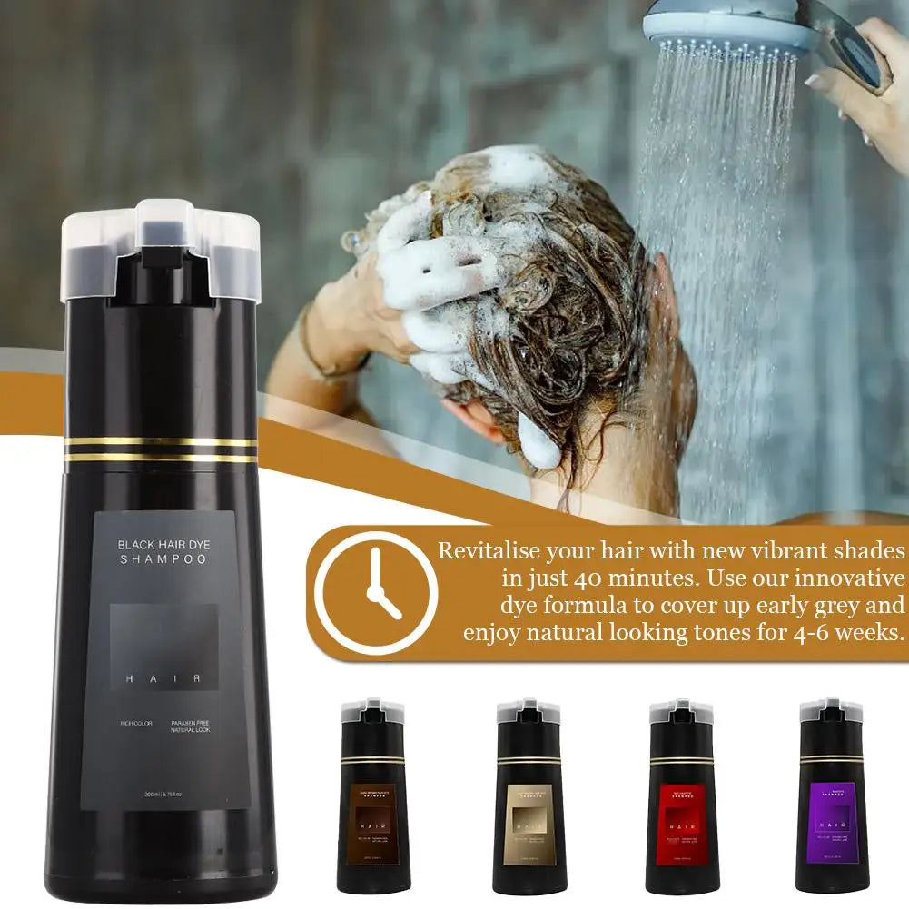 1 2 Black Hair Dye Shampoo Nova Instant Coloring Gray Long Lasting Qme