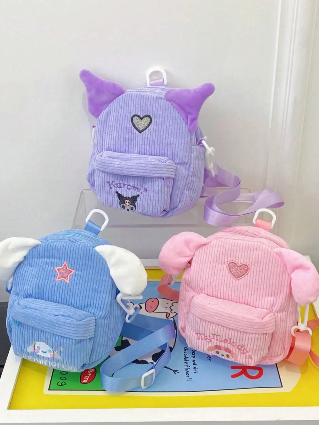 Cartoon Striped Velvet Phone Bag Girls' Diagonal Makeup Claw Doll Qme