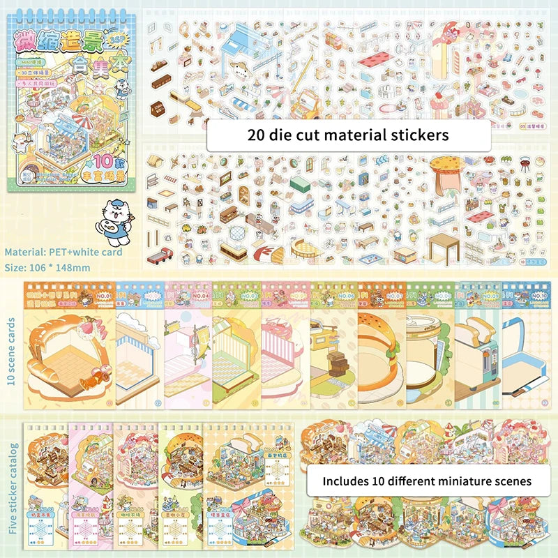 Chinoiserie Theme Landscape Sticker Books DIY Decoration Mountain Qme A4