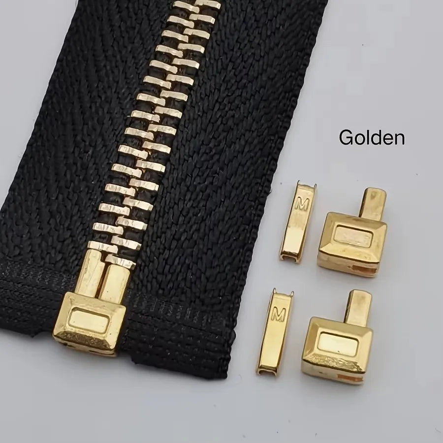 25-Piece Set Premium Metal Zipper Heads Gold Silver Bronze Black - Durable Smooth for DIY Clothing Luggage Repair Qme 25PCS Gold