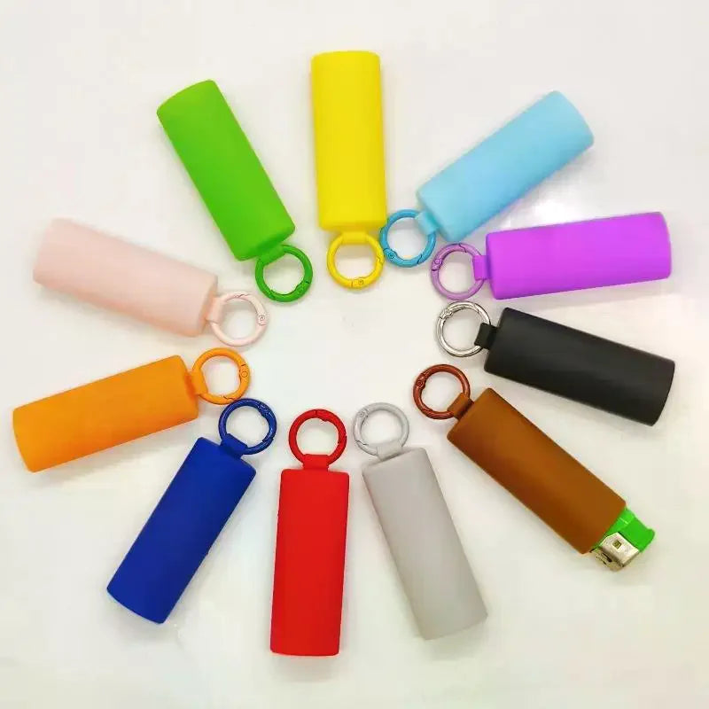 Silicone Lighter Holder With Keychain For Lighters, Snap‑Fit Protective Case Cover Compatible Qme
