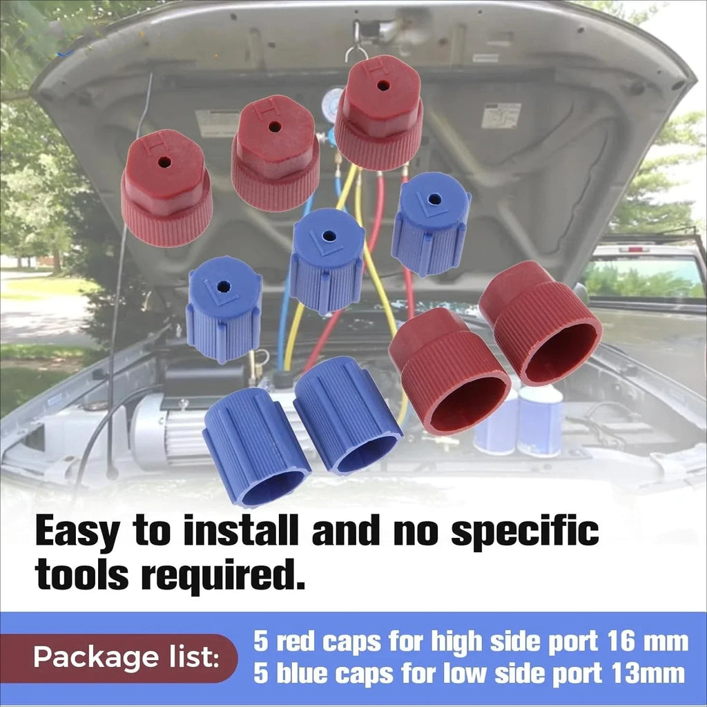 10pcs R134a Cap AC Caps 13mm & 16mm Air Conditioning Service AC System Charging Port Caps for Car Air-conditioning Replacement Qme
