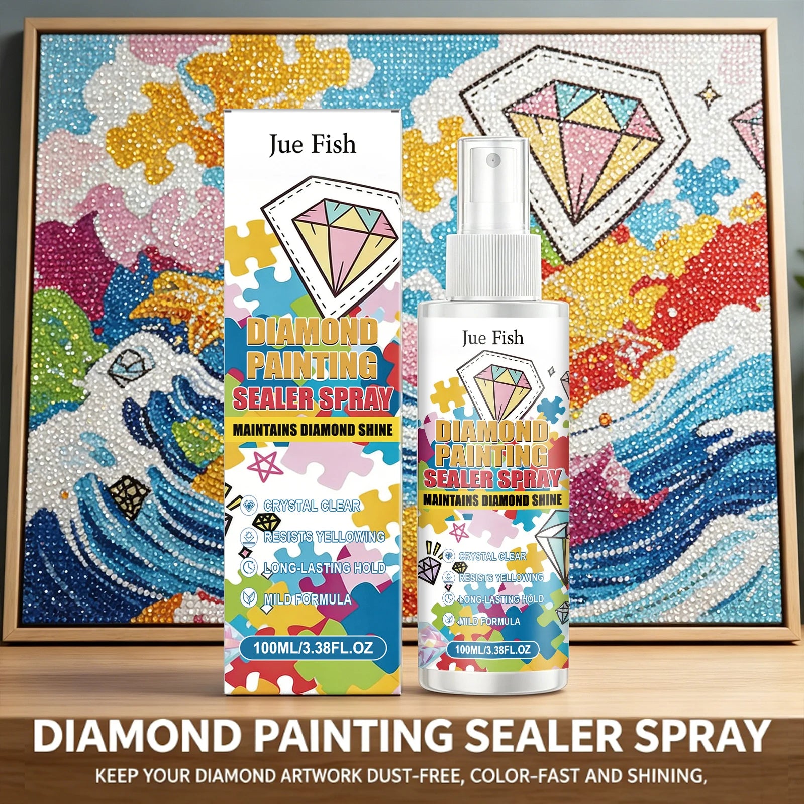 Diamond Painting Sealer Spray Anti-Yellowing Permanent Hold & Shine Effect Dustproof Diamond Art Crystal Clear Protective Spray Qme