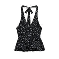 Fashion Sleeveless Women Crop Pleated Y2k Lace-up Dots Camisole Beach Qme A L