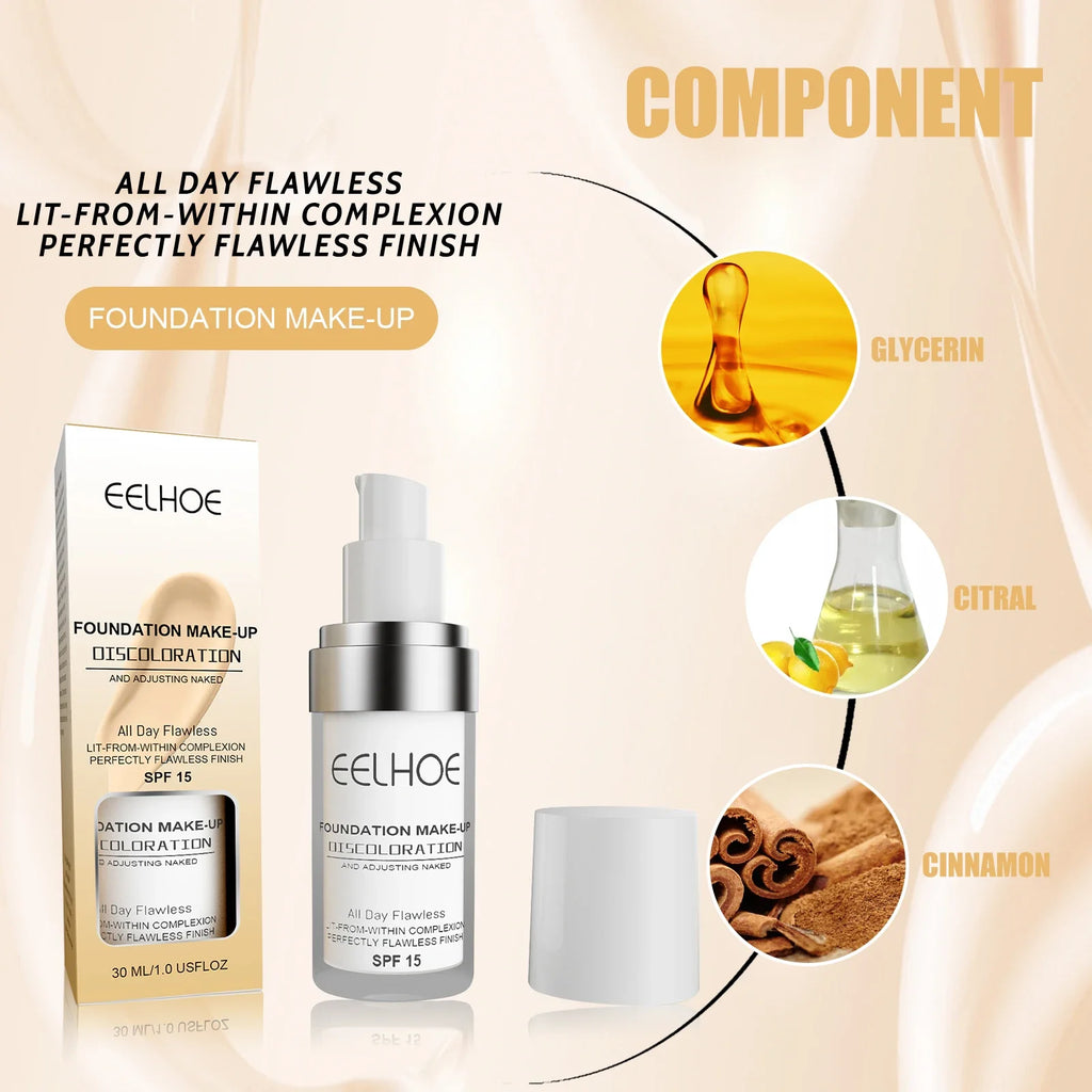 EELHOE Color Changing Liquid Foundation Moisturizing Waterproof No Creasing No Separation Concealer Makeup Products Wholesale Qme