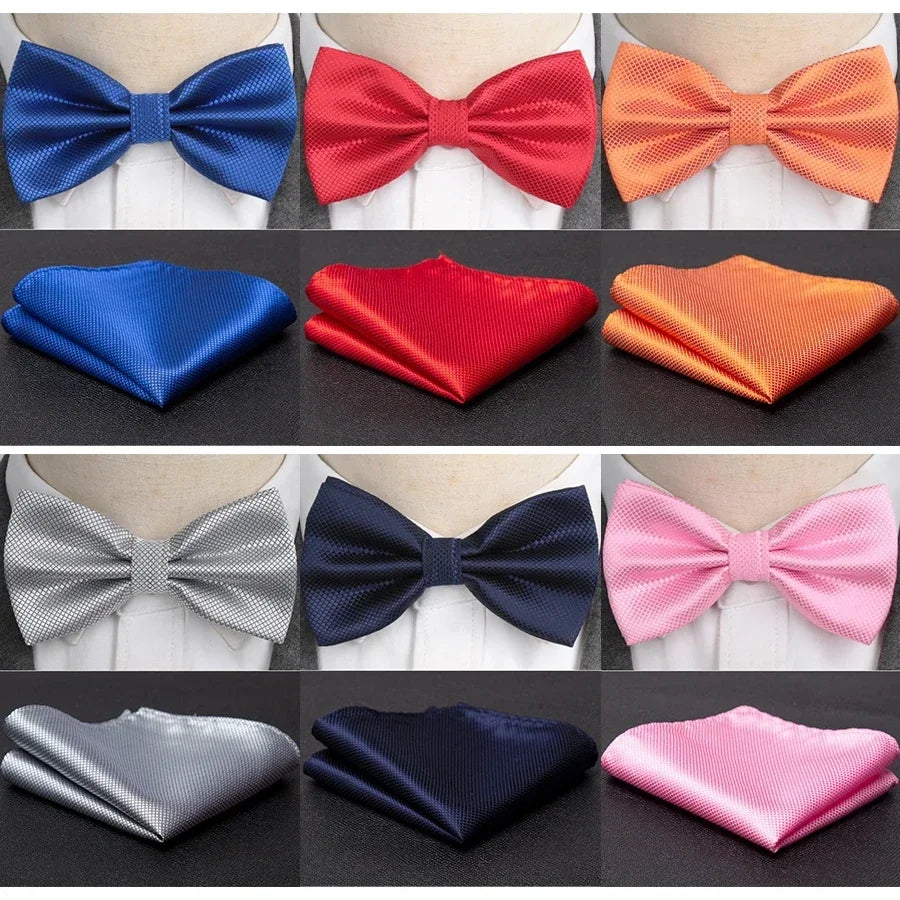 Men Bowtie Cravat Set Solid Fashion Butterfly Party Wedding Bow Ties Girls Formal Dress Tie Mens Bowknot Fashion Accessories Qme