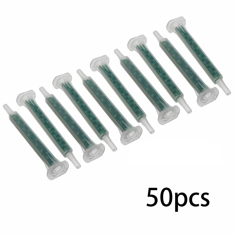 50pcs 2K Adhesive Mixing Tips Mixer Nozzles Mixer Tips 16 Knots AB Mixing Hose Static Mixer 2K Adhesive Mixing Tips Qme