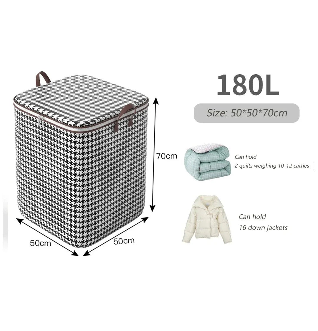 1Pcs Foldable Clothes Organizer Clothes Storage Bags Large Capacity Quilt Moving Box Tote Bag Dustproof Clothing Wardrobe Home Qme 180L 1pcs