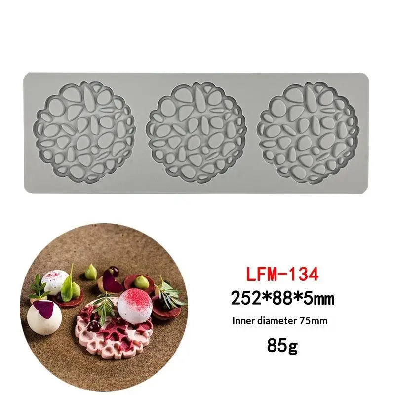 Garland Leaves Design Circle Texture Sugar Craft Silicone Pad Dessert Qme A4
