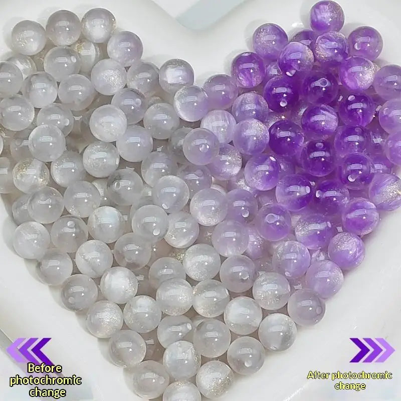 10mm UV Reactive Cat Eye Resin Round Beads 10Pcs Color Shift Spacer Beads DIY Handmade Jewelry Making Accessories Charms Qme A27