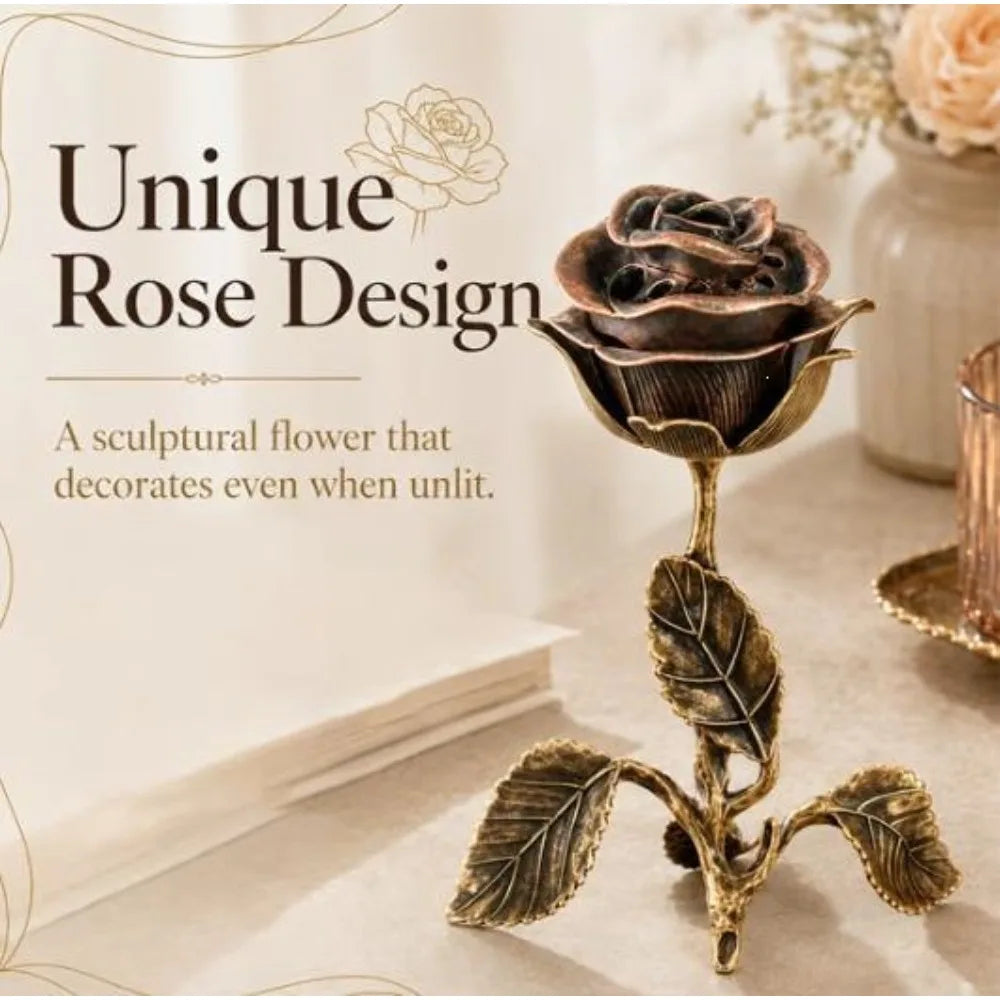 Retro Rose Scented Incense Burner Alloy Aromatherapy Stove Simulation Qme