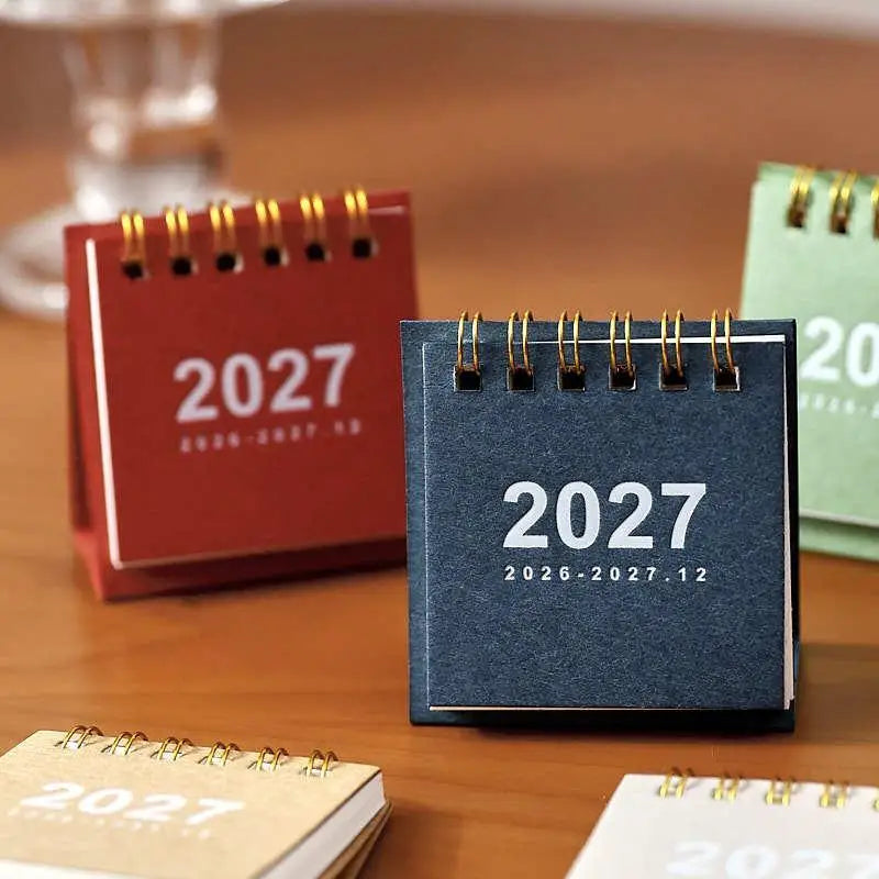 2027 Simple Creative Mini Desk Calendar Small Coil Desktop Planner Qme