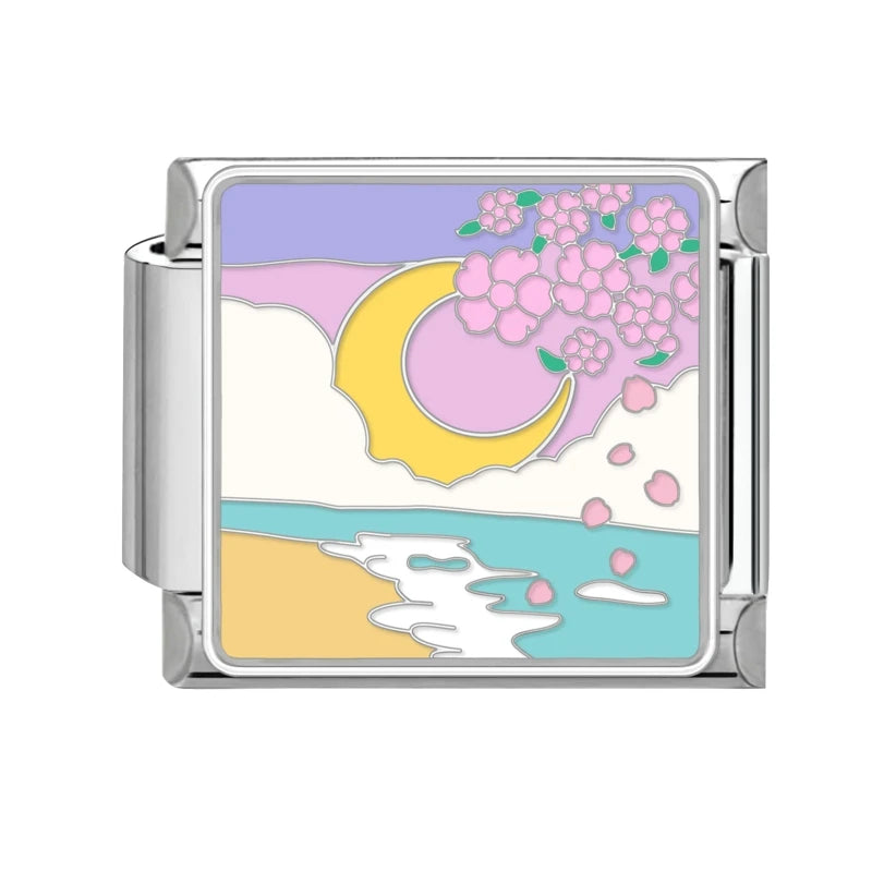 Y2K Colored Street View Flower Cute Cat Italian Charm Link Fit 9mm Stainless Steel Module Women Bracelet DIY Making Jewelry Gift Qme Style 19