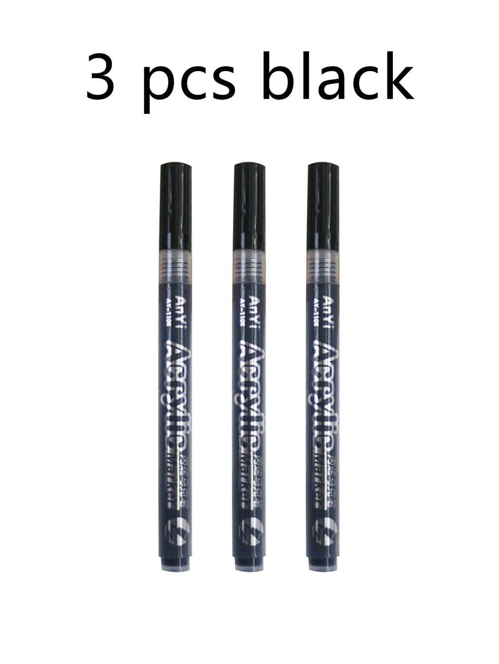 3/5Pcs/set Acrylic Markers Paint Pen Black for Rock Painting, Stone, Ceramic,Tire, Metal, Canvas Extra-fine Tip Qme 3 black