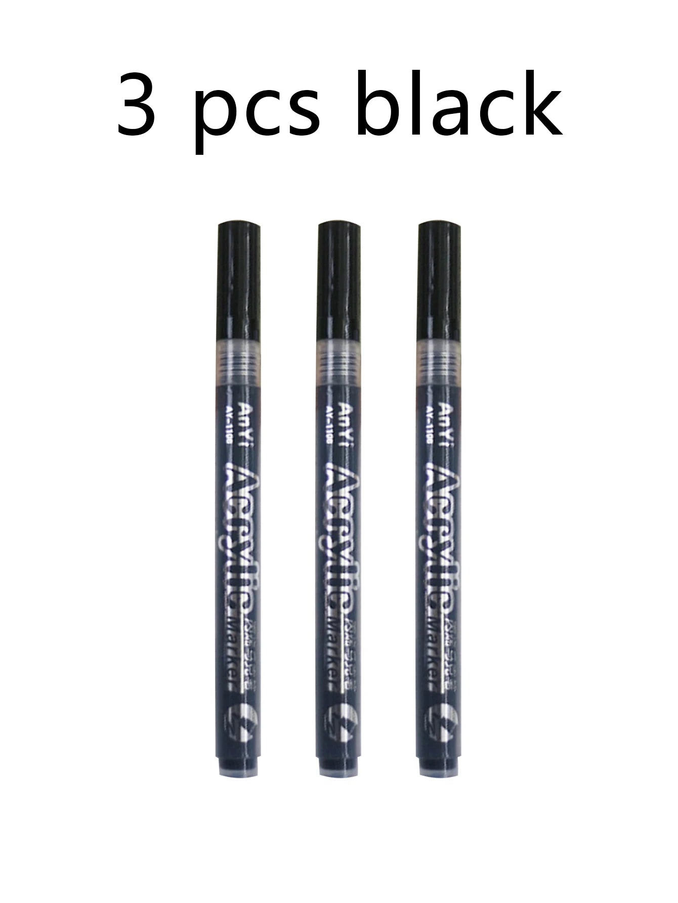 3/5Pcs/set Acrylic Markers Paint Pen Black for Rock Painting, Stone, Ceramic,Tire, Metal, Canvas Extra-fine Tip Qme 3 black