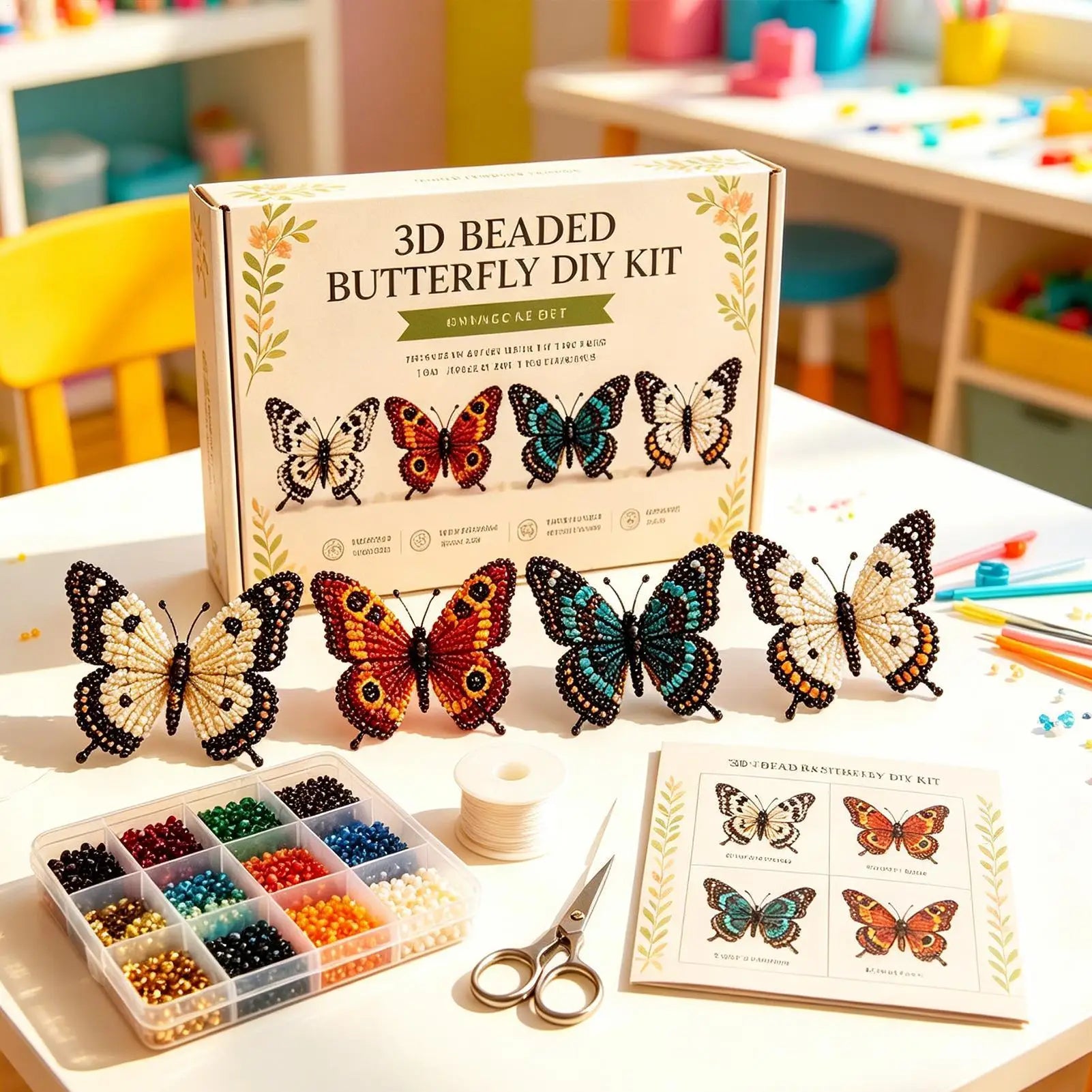 DIY Animal Beading Kits 4 Pieces 3D Funny Cute With Instructions Beaded Animals Art Kit For Craft Enthusiasts Family Friends Qme