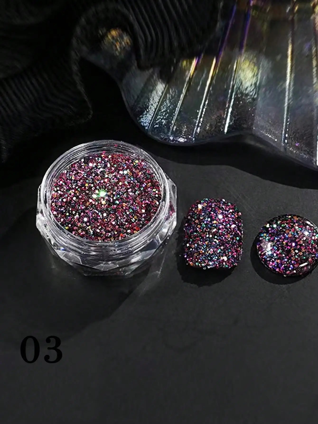 Colored Diamond Nail Powder Crushed Reflective Glitter Dark Luminous Qme 03