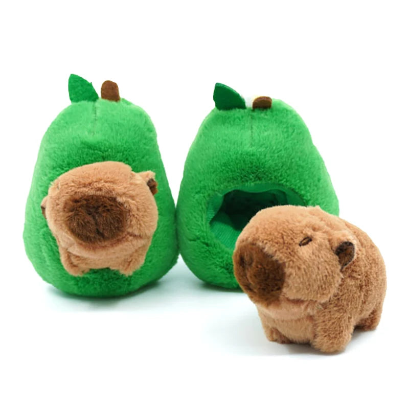 Creative Cute Avocado Capybara Plush Toy Doll Key Chain Plushie Qme